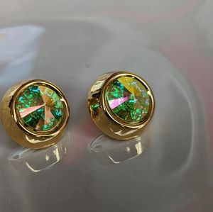 Colorful Round Rivoli Shape Crystal Stud Earrings